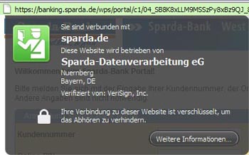 SSL Zertifikat der Sparda Bank